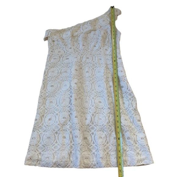White Merona Lace One Shoulder Dress Size 12 - Picture 9 of 9